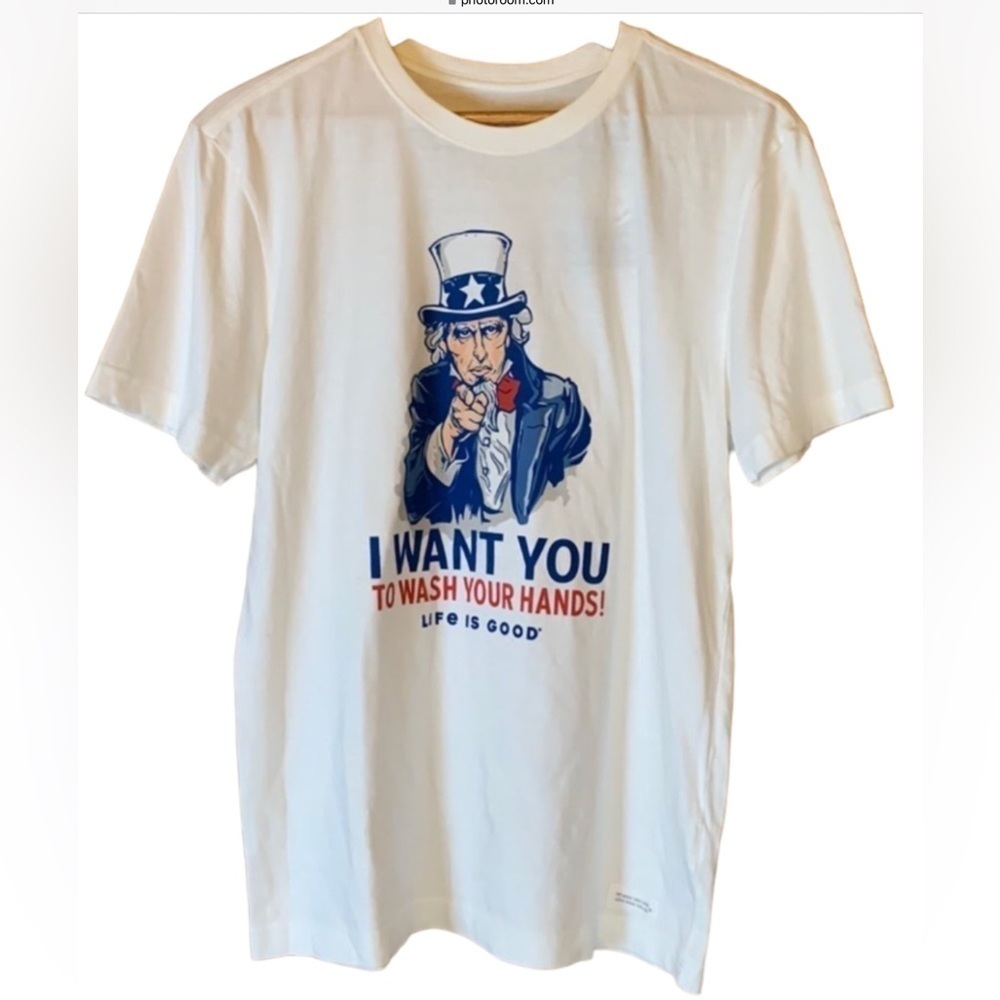 Life is Good Uncle Sam Wash Your hands Crusher t-shirt Small New with tag